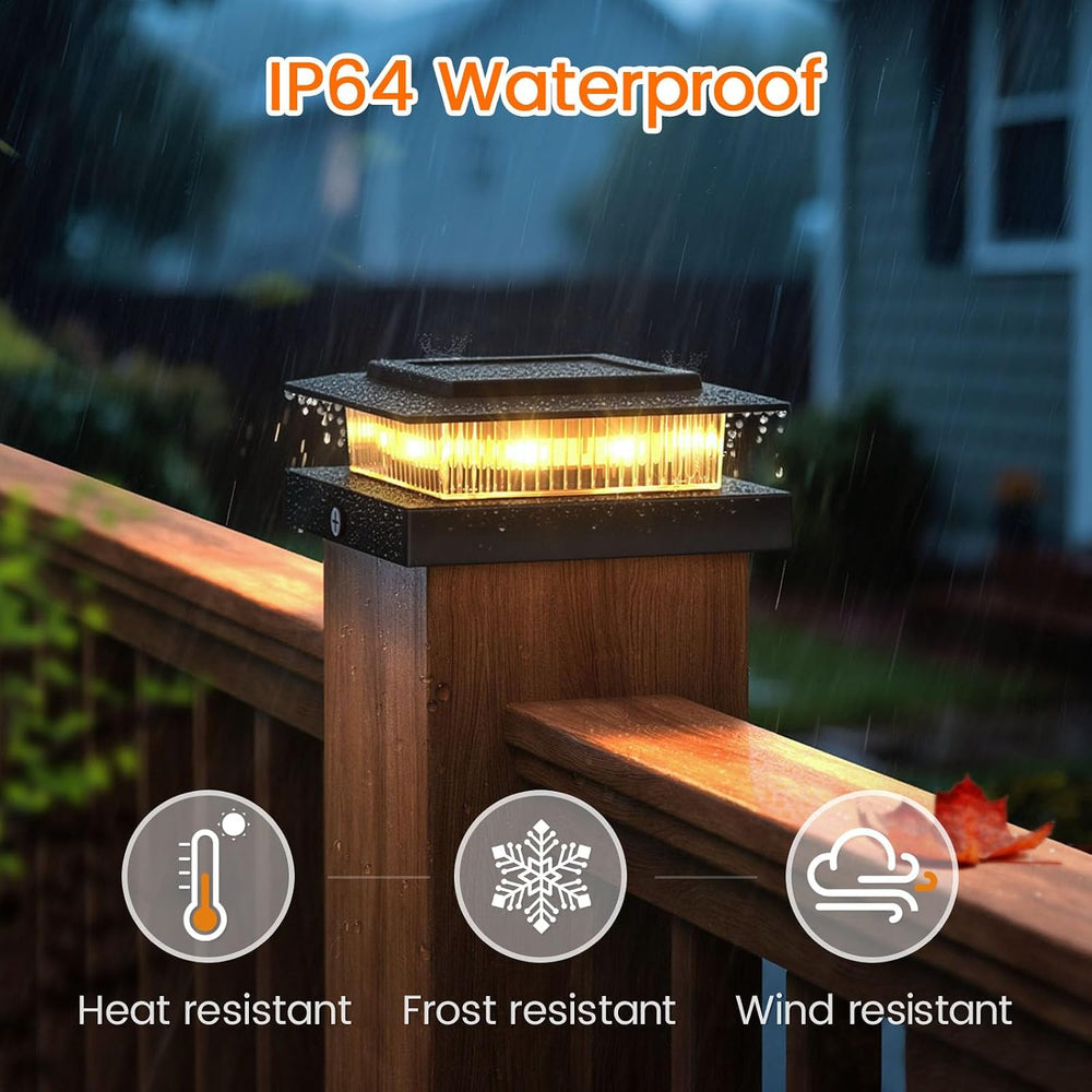 APONUO 6 Pack Solar Post Cap Lights Color Changing, Fits 4x4 Posts