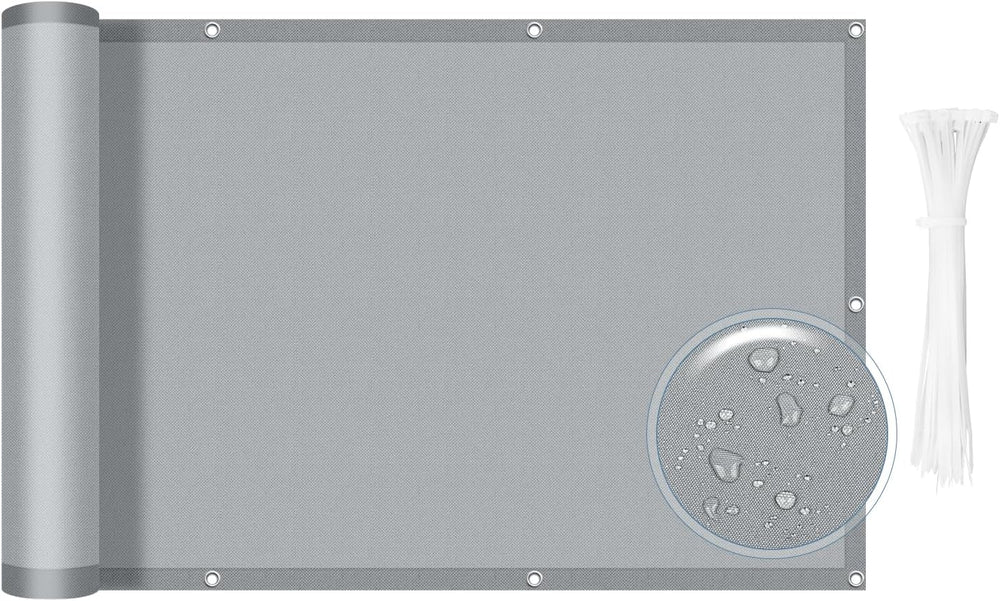 SUNLAX Waterproof Balcony Privacy Screen 3.3'x19.7' Grey Fence Cover