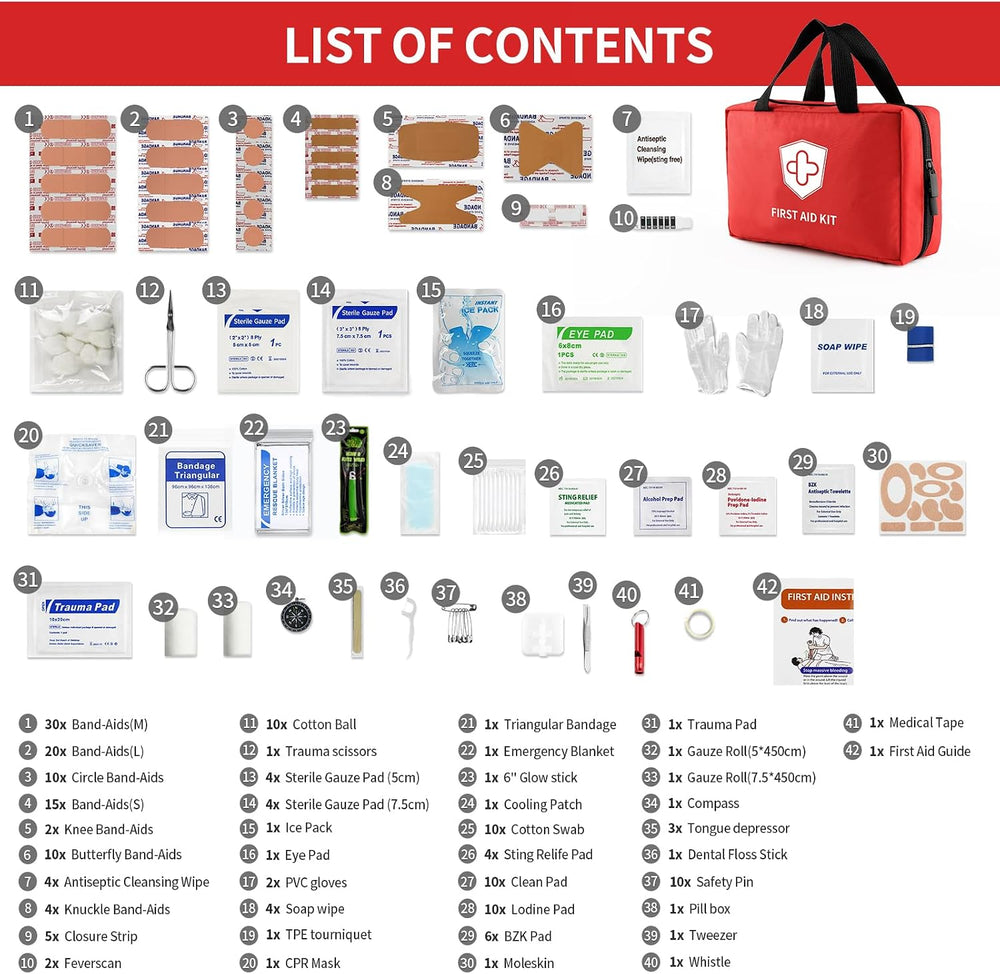 Kitgo First Aid Kit with Hospital Grade Medical Supplies, 220pcs Emergency Me...