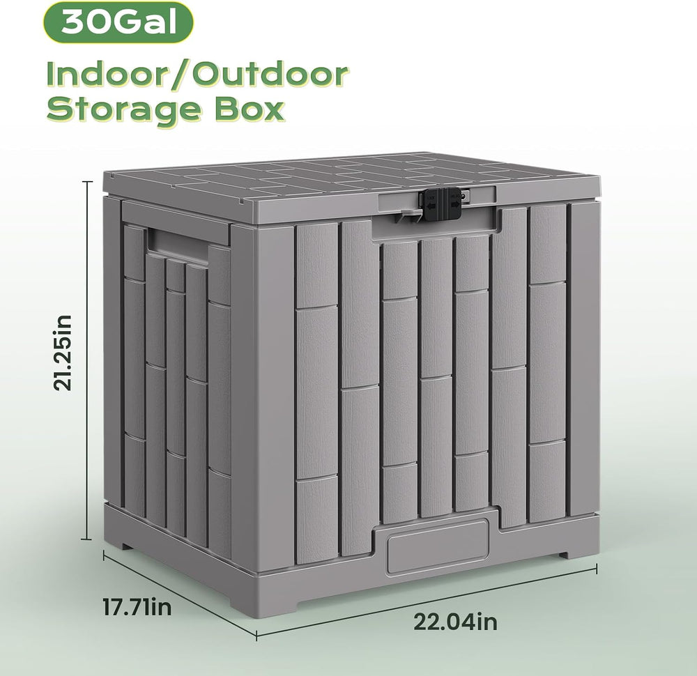 Jocoevol Deck Box 30 Gal, UV Resistant & Waterproof Outdoor Storage Box w...