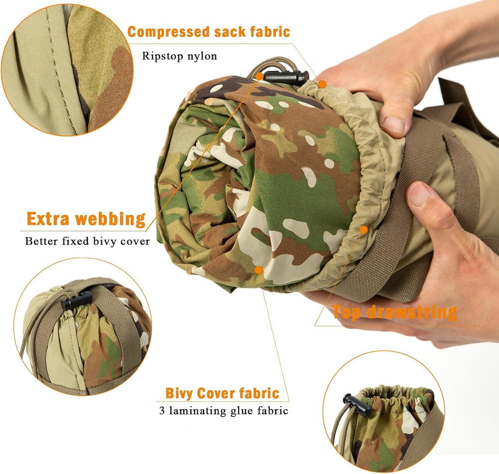 AKMAX Military Bivy Cover Sack Waterproof Sleeping Bag Shell Shelter Coyote