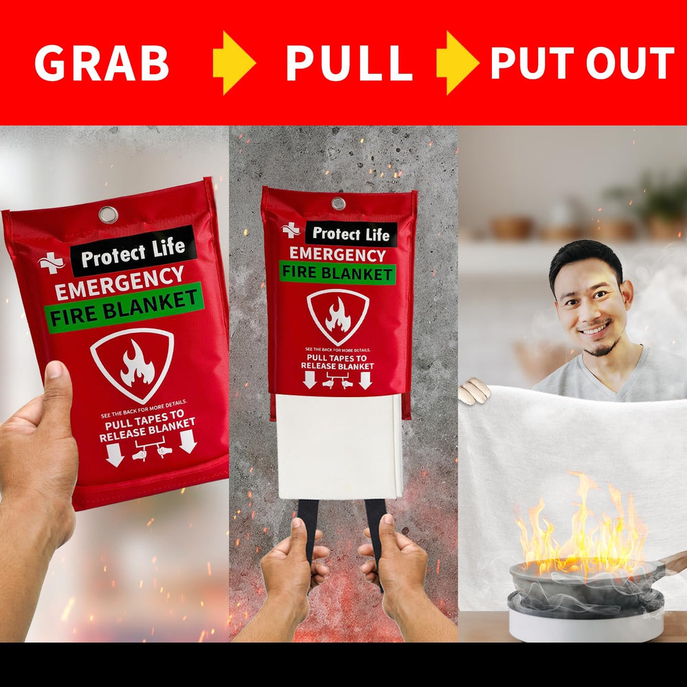 Protect Life Saving Emergency Fire Blankets 4 Pack - 40"x40", Fire ...