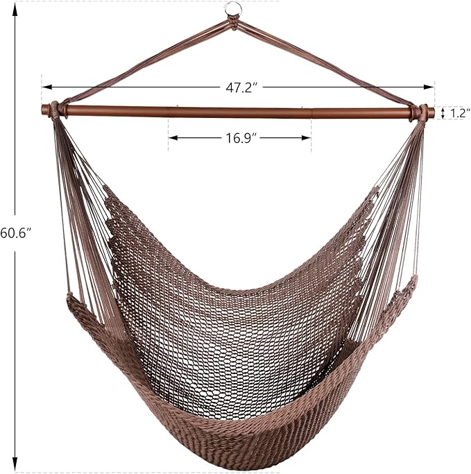 Upgraded Caribbean Hammock Chair with Detachable Metal Bar, Large Hammock Swi...