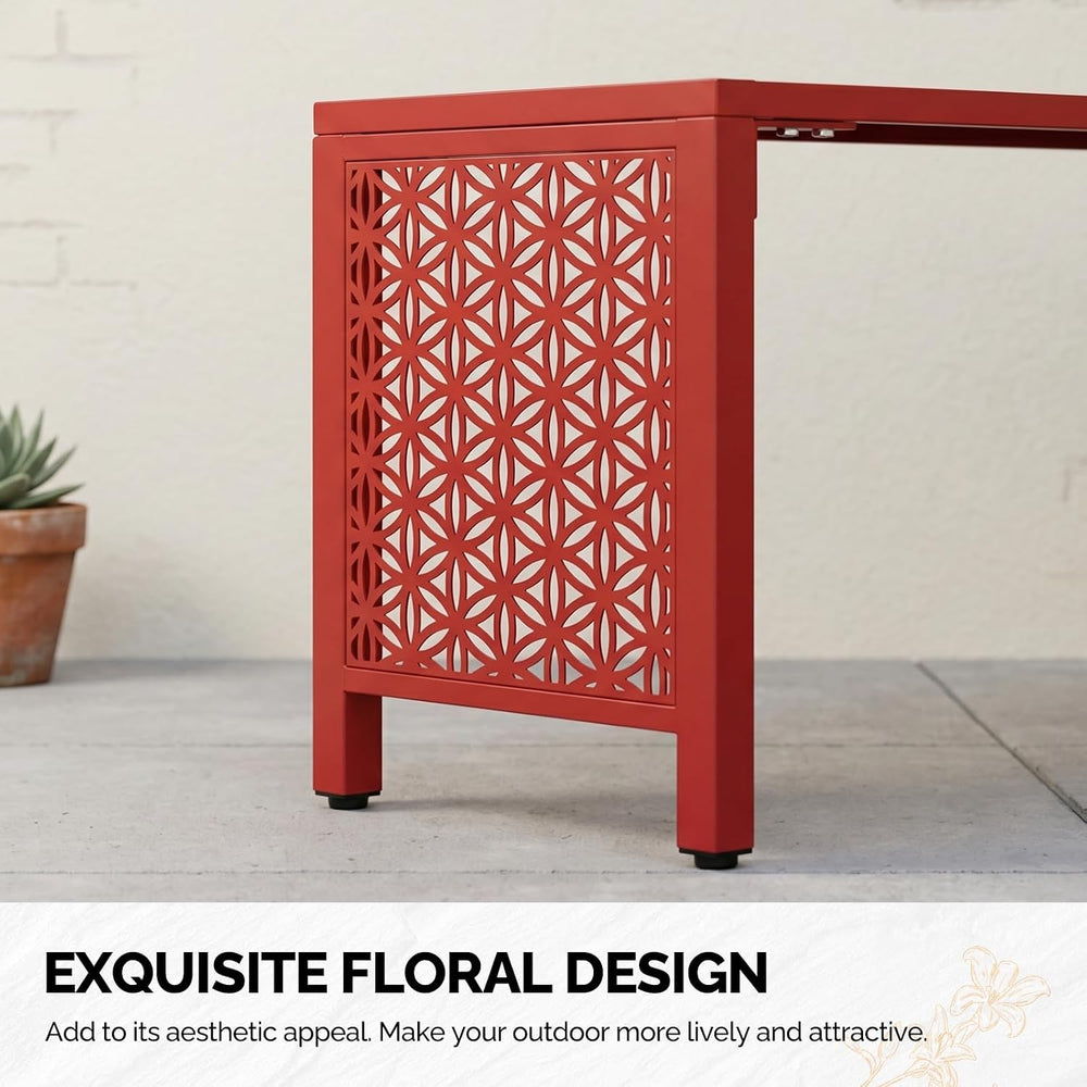 VINGLI 40in Outdoor Metal Bench, All-Weathe Backless Patio Bench with Slatted...