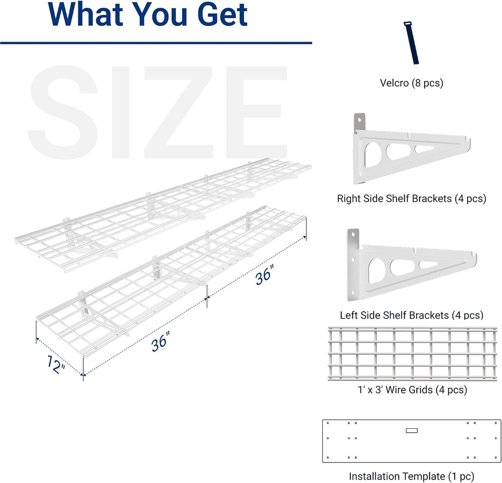 FLEXIMOUNTS 12-inch-by-72-inch Wall Shelf Garage Storage Rack Wall Mounted Fl...