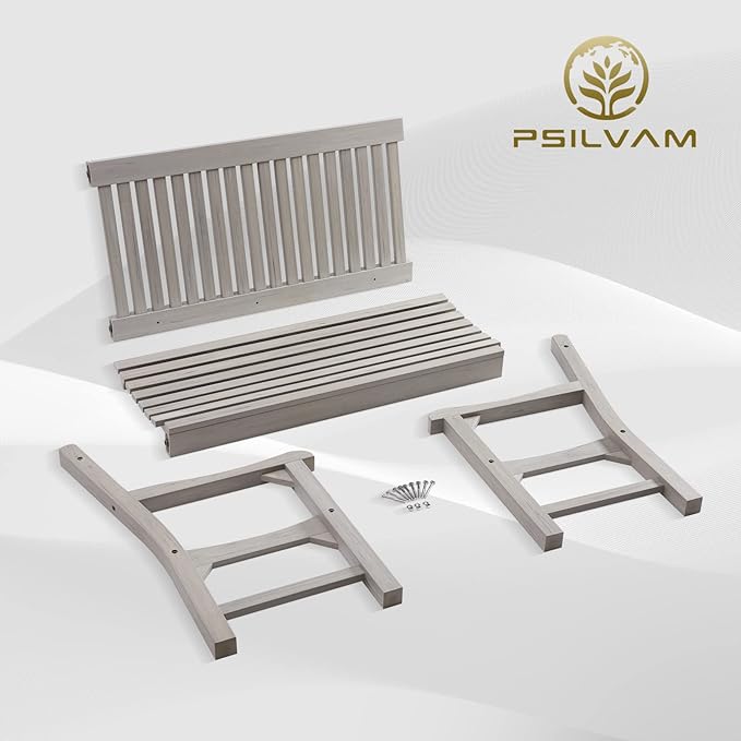 Psilvam Garden Bench, 2-Person Poly Lumber Patio Bench, All-Weather Outdoor B...