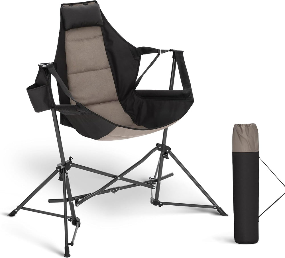 ALPHA CAMP Hammock Folding Rocking Chair with Cup Drink Holder, High Back Pad...
