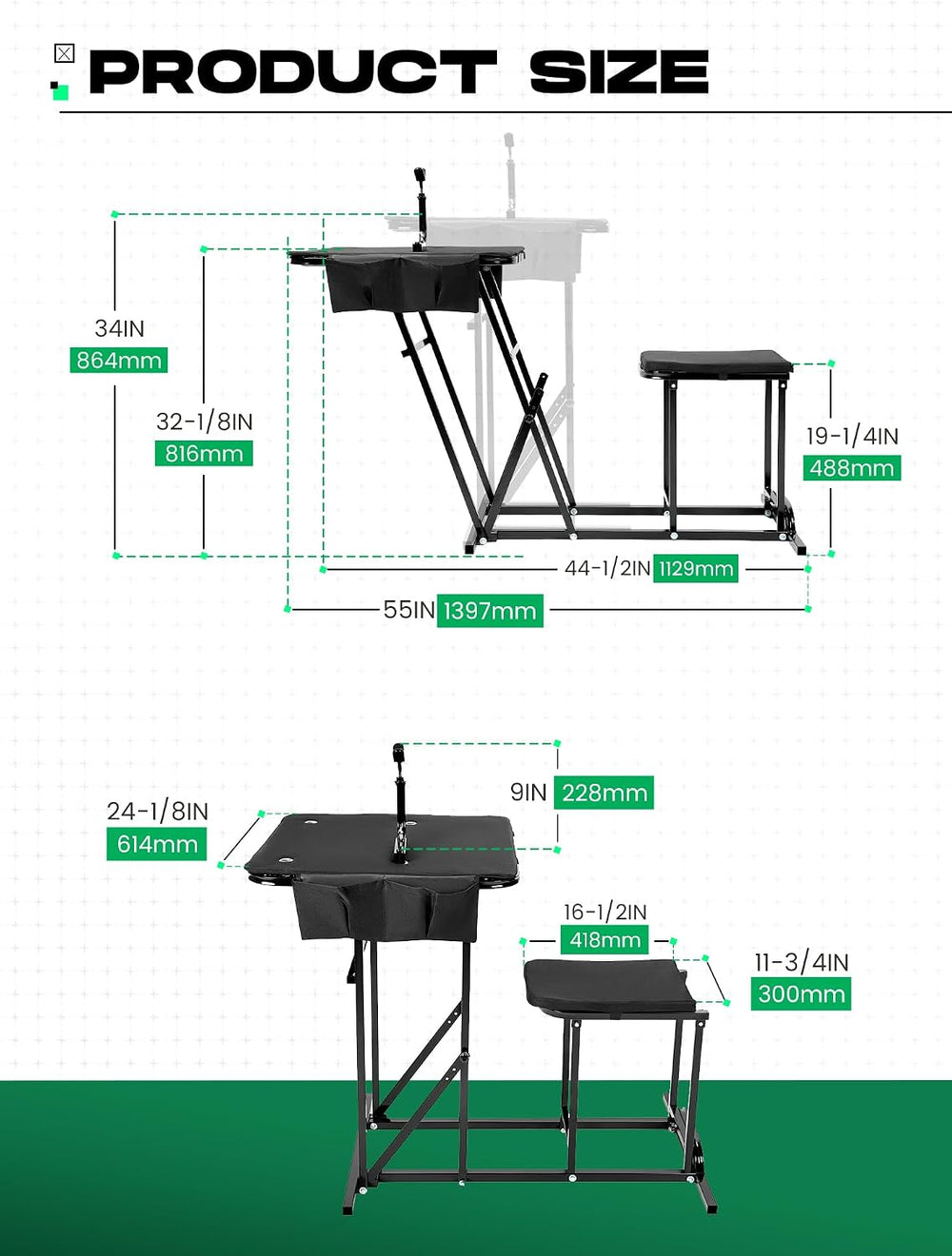 KUAFU Foldable Shooting Bench Adjustable Height Portable Shooting & Hunting
