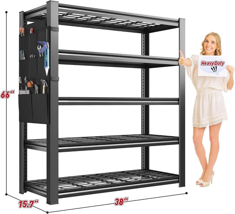 REIBII Storage Shelves,Heavy Duty Garage Shelving with Tool Bag For DIYers