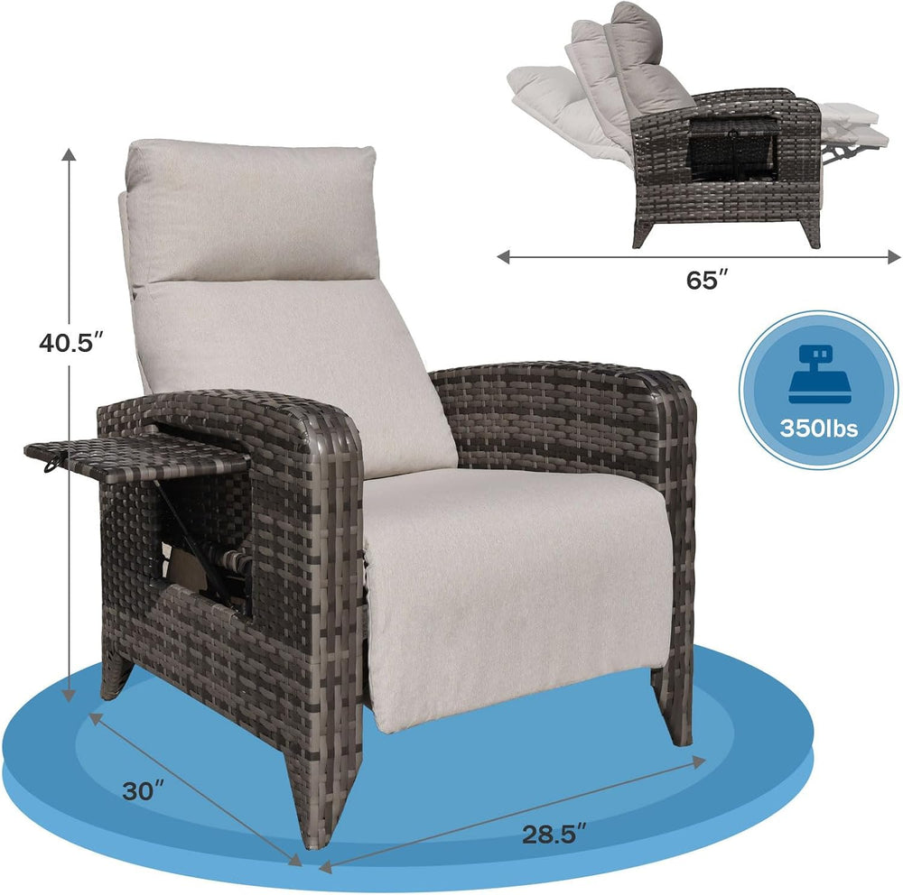 Upgraded Outdoor Recliner Chair, Reclining Patio Chairs with Adjustable Back ...