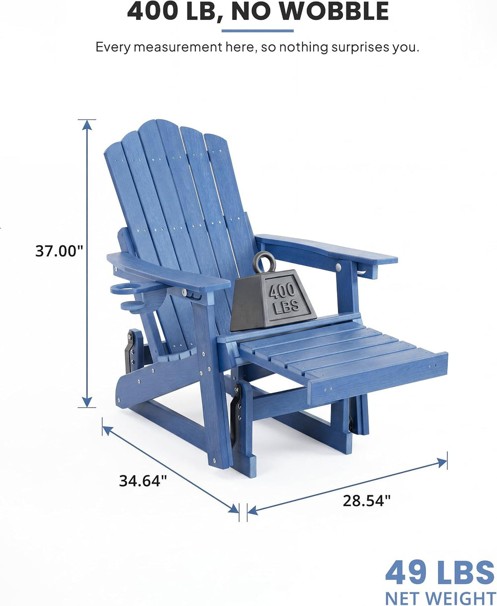 Adirondack Glider Chair Set of 2, Retractable Ottoman & Adjustable Backrest