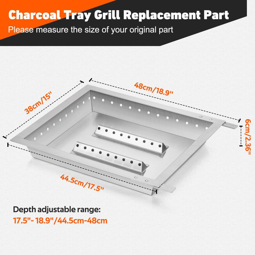 onlyfire Adjustable Charcoal Tray Stainless Steel Charcoal Ash Pan | Fits for...