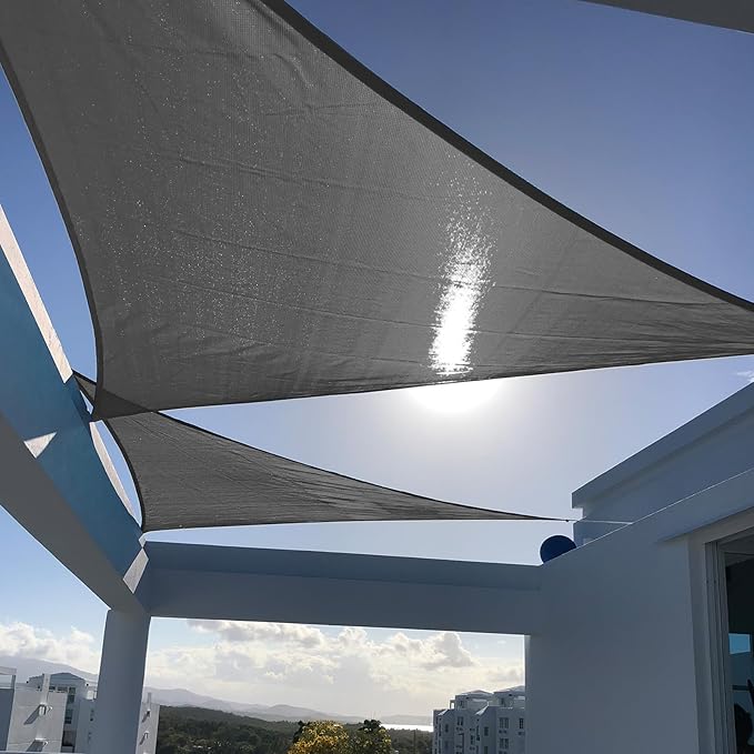 SUNNY GUARD Sun Shade Sail 10'x10'x14' Right Triangle Dark Grey U...
