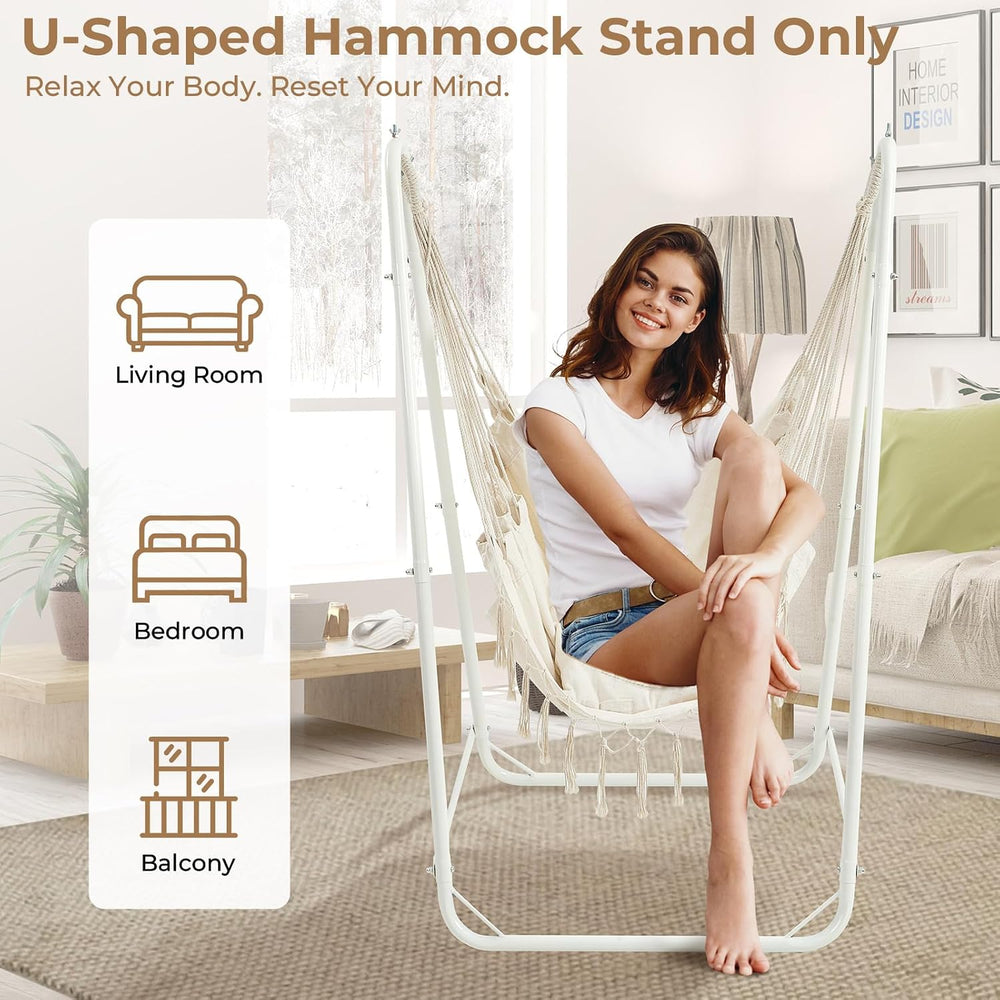 Hammock Chair Stand, 220 lbs Capacity, Hanging Chair Stand, White