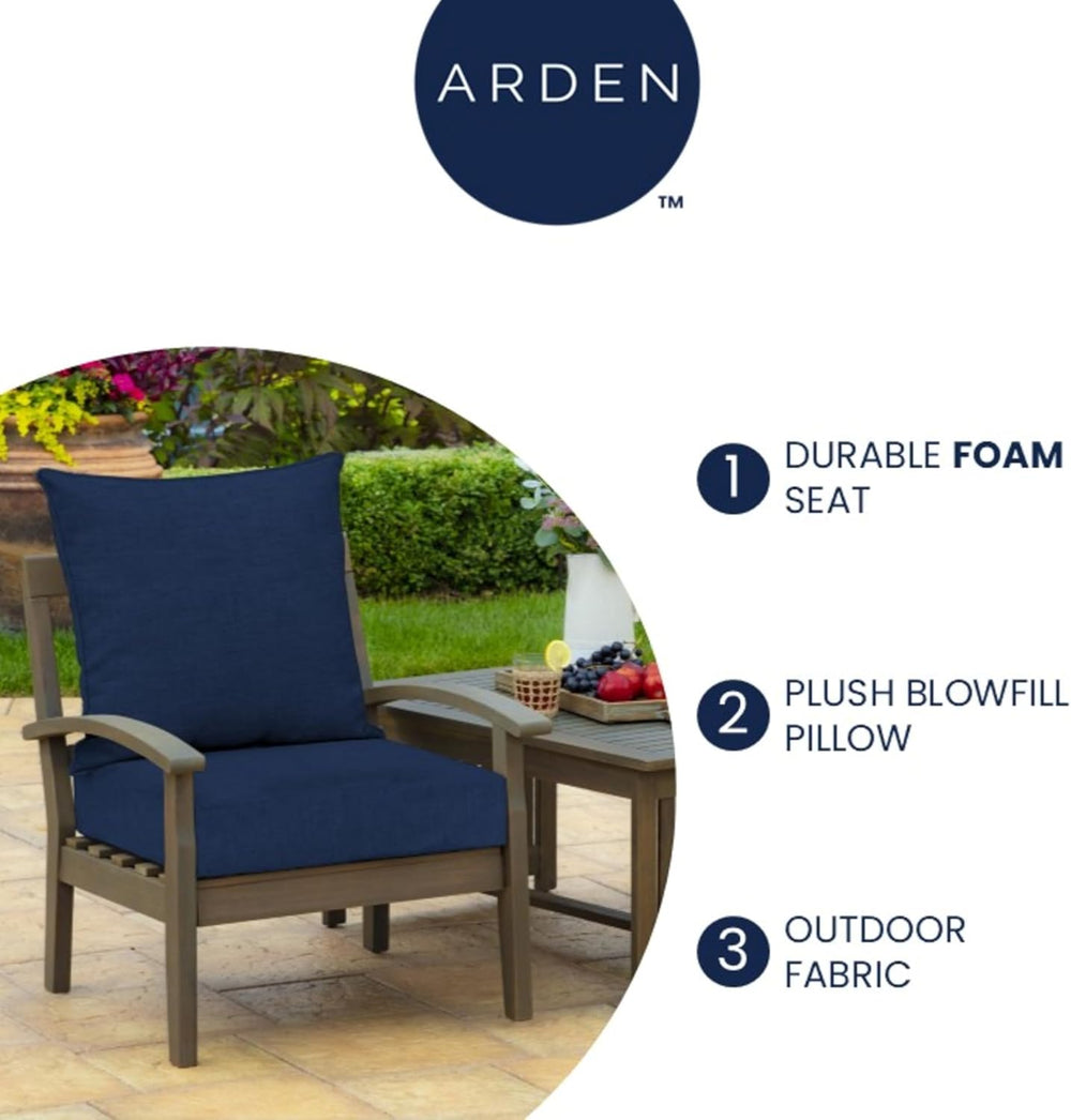 Arden Outdoor Deep Seat Cushion Set, Foam, 4-Pack, 24x24, Clark Blue