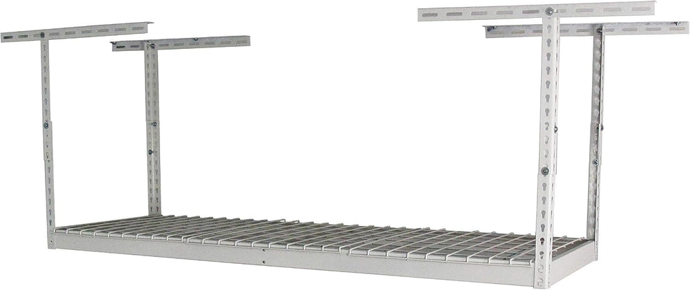 SafeRacks 2x6 Overhead Garage Storage Rack, White, 12"-21" Height