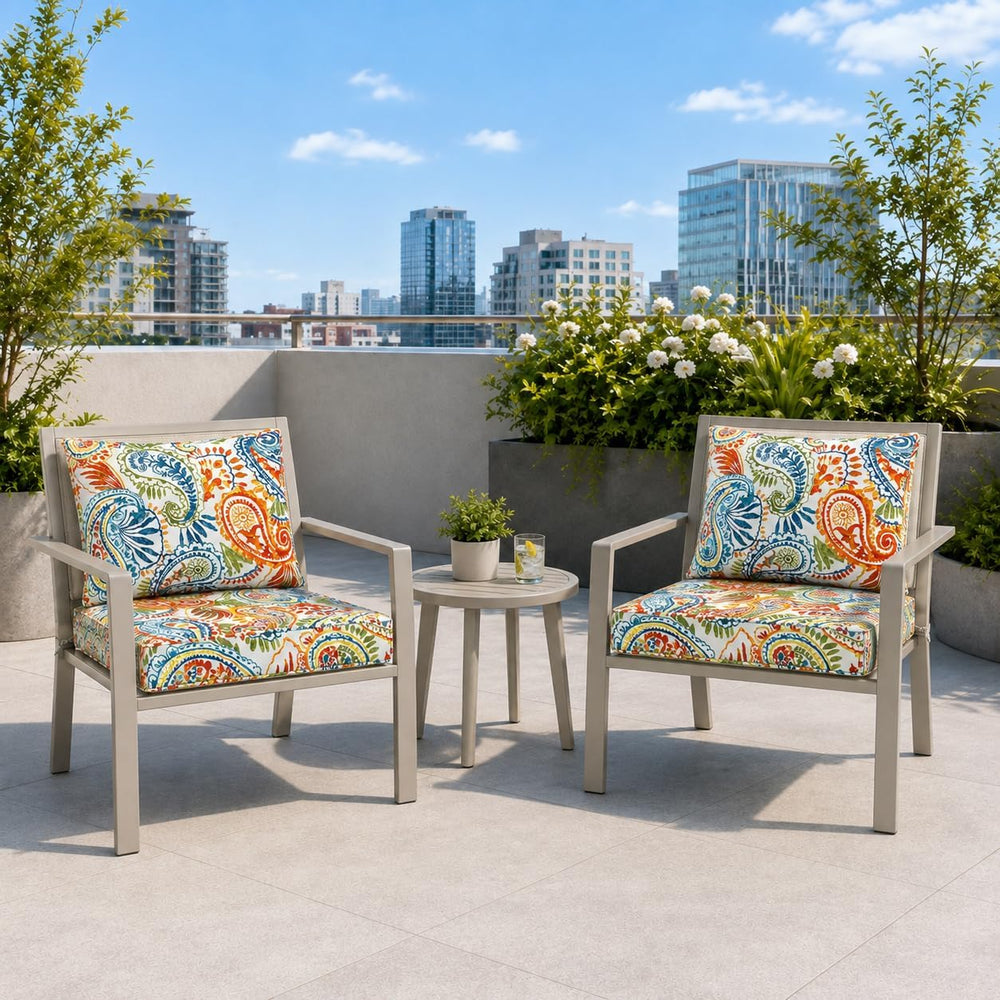 Outdoor Patio Seat/Back Chair Cushion Set 22"x22" Waterproof Fade-R...