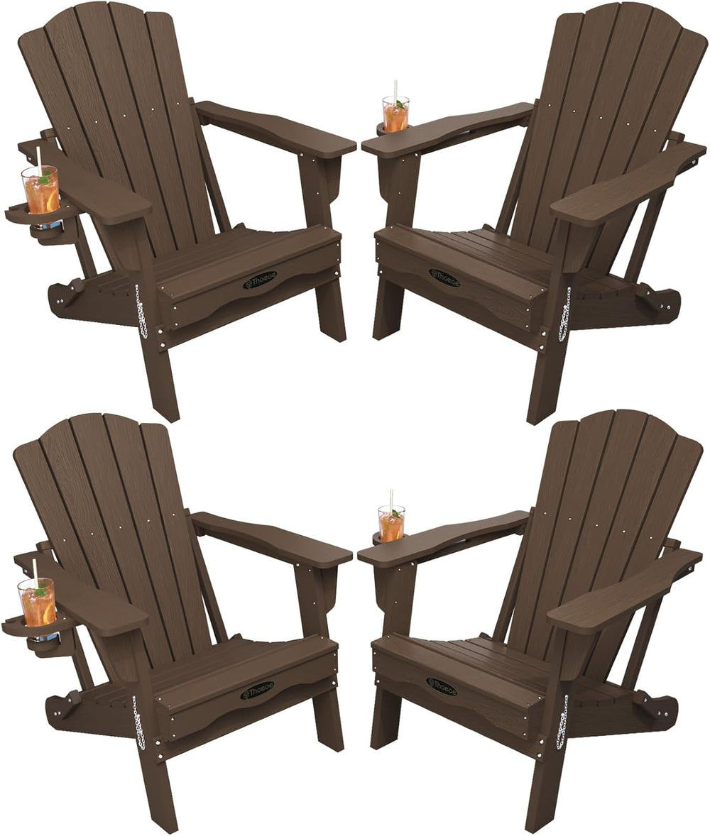 THOEOE Folding Adirondack Chair Set of 4, HDPE Fire Pit Chair Set of 4