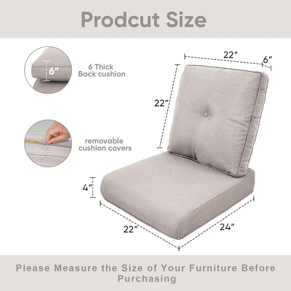 Outdoor Chair Cushions for Patio Furniture - 1 Pack Outside High Back Thick W...