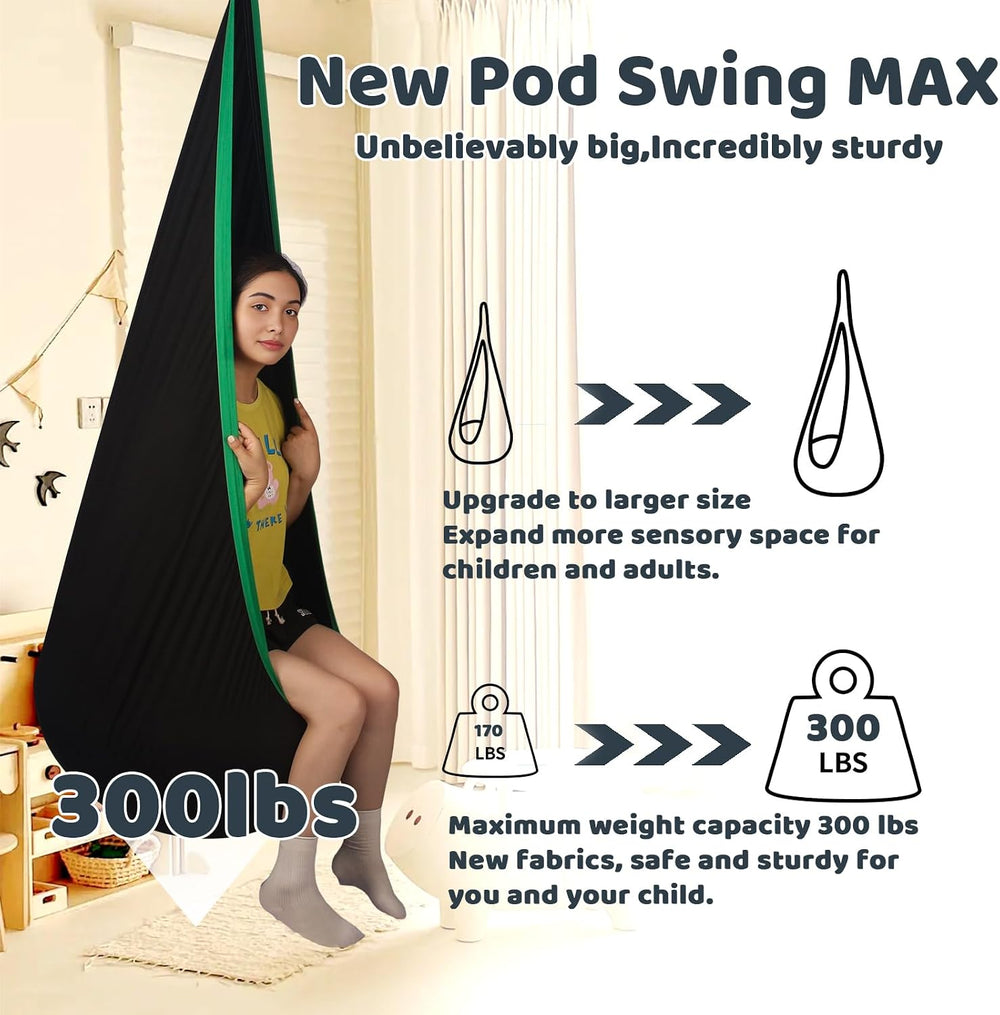 Sensory Pod Swing Hanging Seat Hammock Chair (Black)