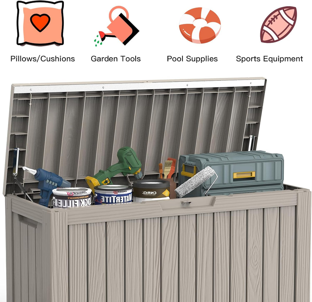 Mars Villa 90 Gallon Deck Box, Outdoor Storage Box, Outside Bin, Grey