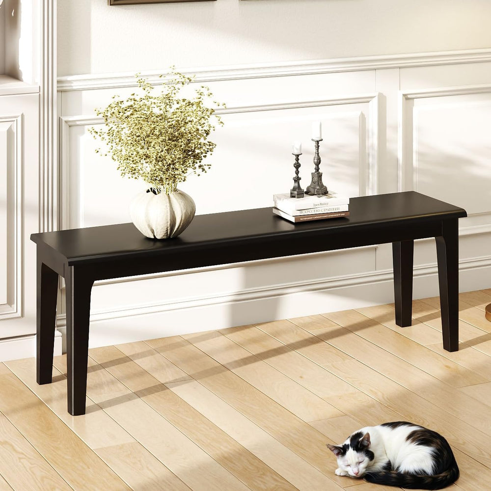 Dining Bench 55.1" Wood Solid Oak Wooden Bed End/Entryway Bench for Bedr...