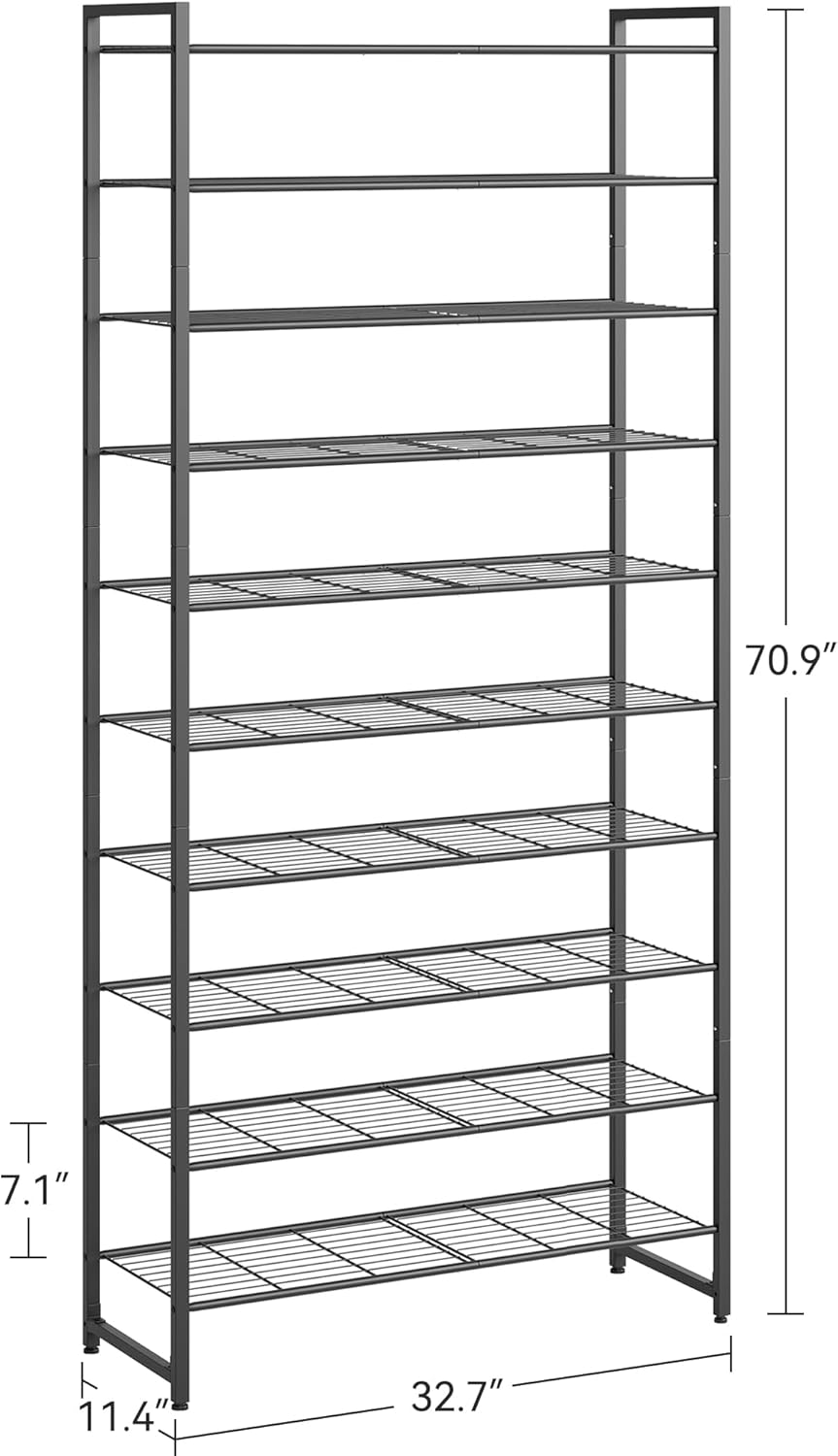 Shoe Rack for Closet, Metal Shoe Organizer, 10 Tier Garage Shoe Rack Max Hold...