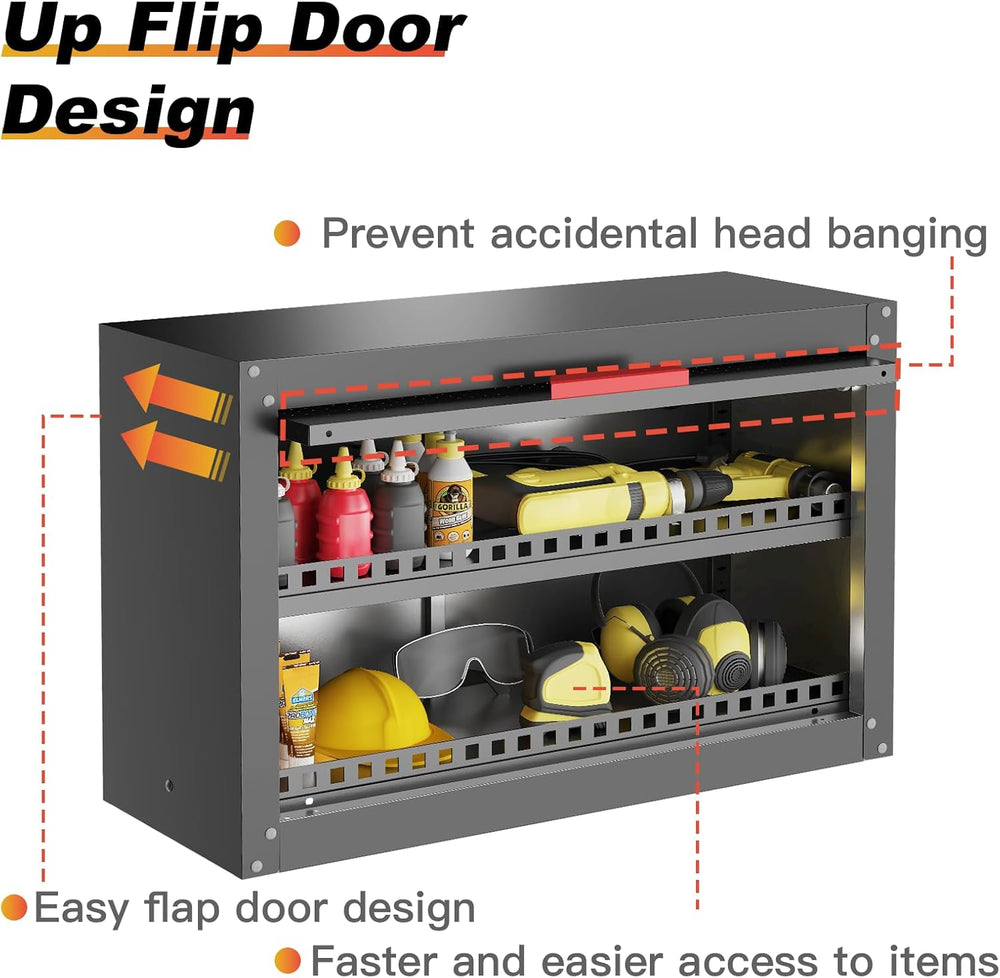 Metal Garage Wall Cabinet,Garage Storage Cabinet with Up Flip Door