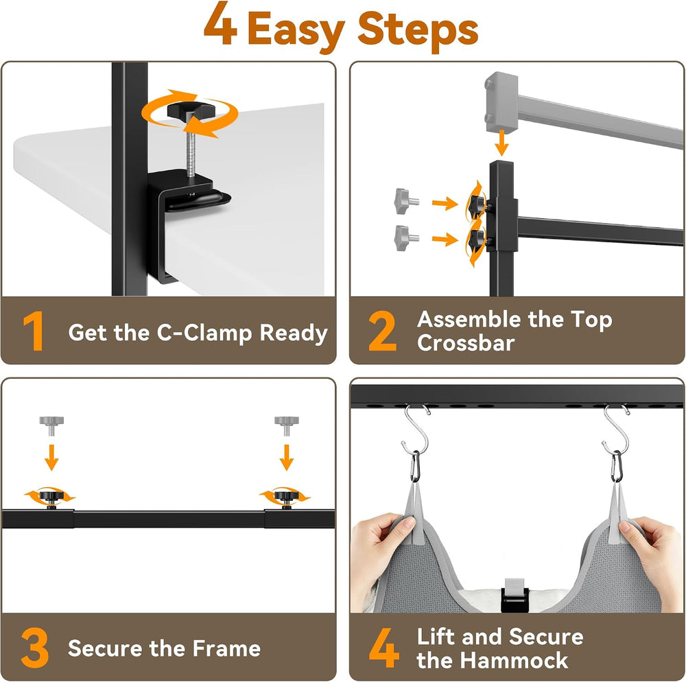 H Shape Dog Grooming Arm for Table, M Size Hammock, 42" H, 31-43" W