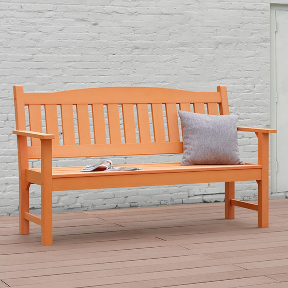 3-Person Poly Lumber Outdoor Bench Weatherproof, 800 Lbs, Orange