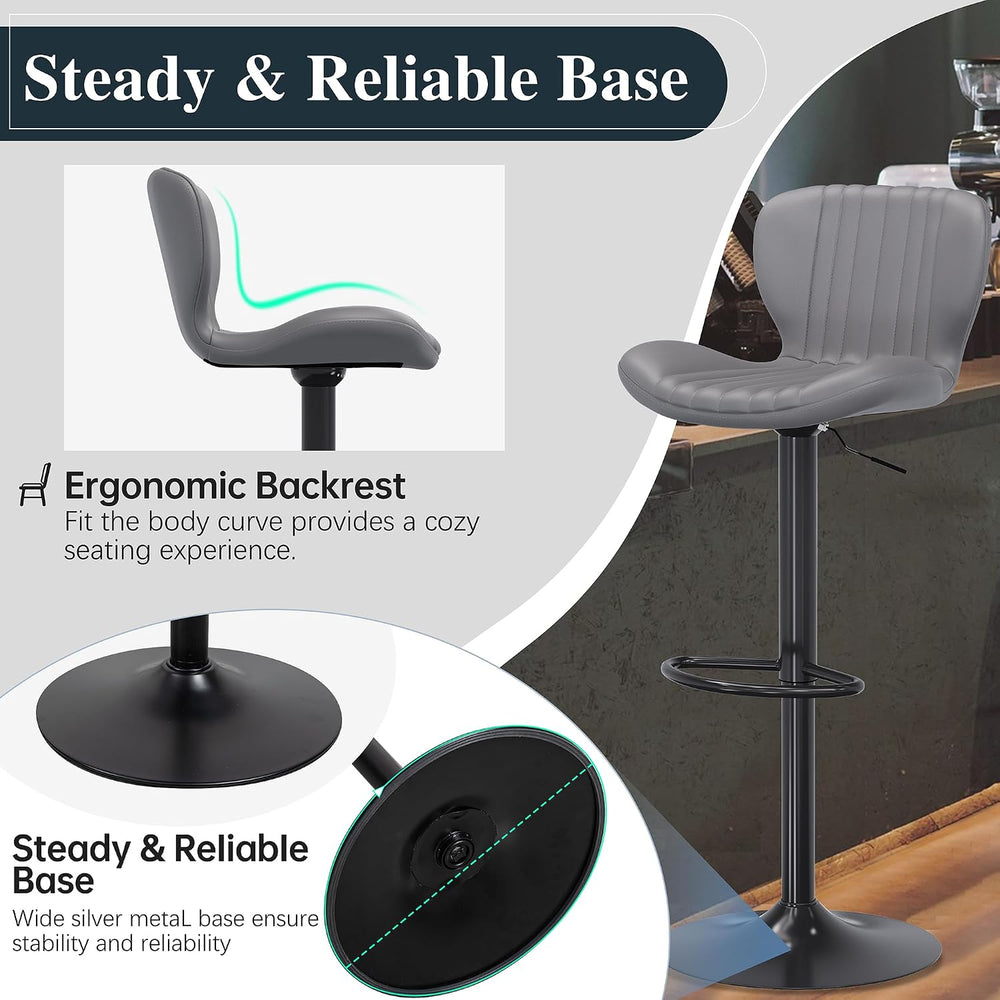 SUNLEI Swivel Swivel Bar Stools Set, Barstools Counter Height with Shell Shap...
