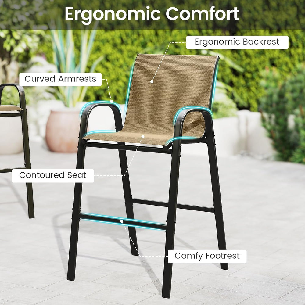 Tangkula 3 Piece Outdoor Bar Set with Stools, Brown
