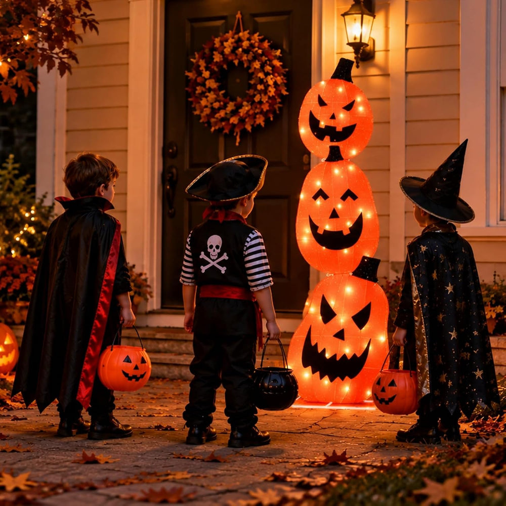 5FT Light Up Pumpkin Halloween Decorations Outdoor, 45 Lights
