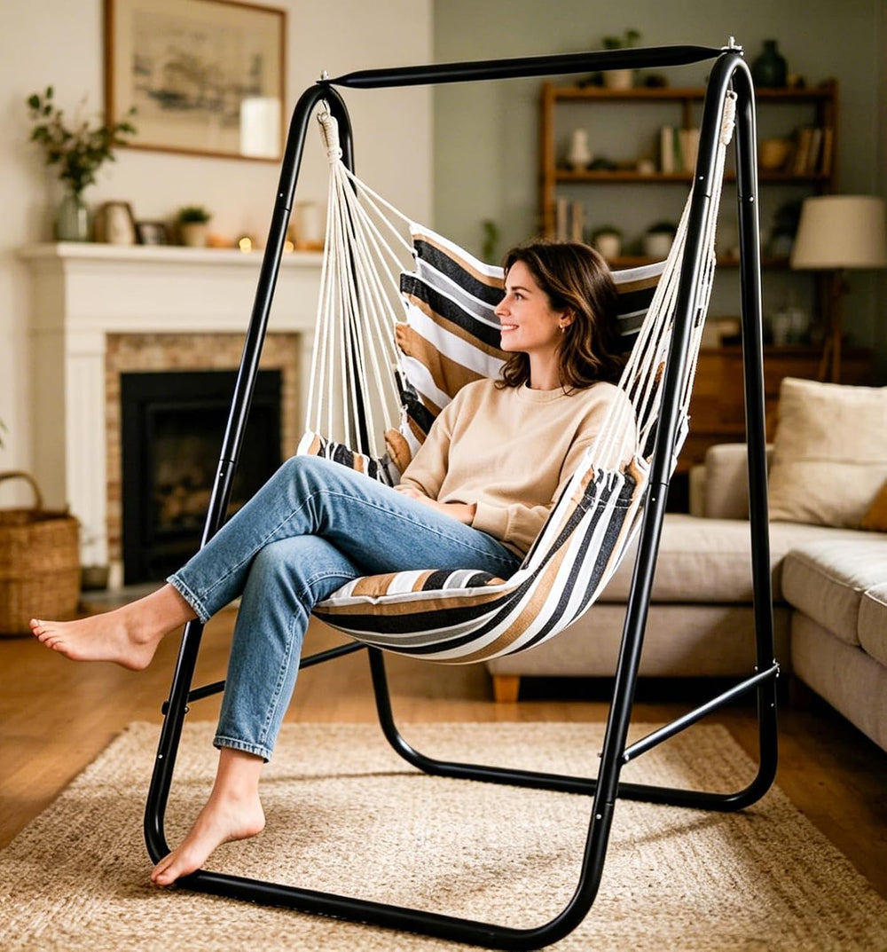 Hammock Chair with Stand,Hammock Chair Stand with Hanging Swing Chair Include...