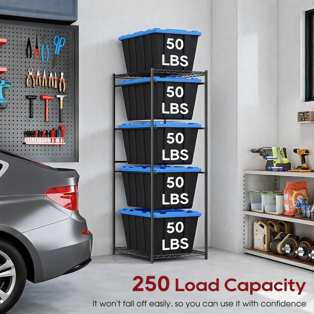BestOffice 5-Tier Tote Storage Rack 27 Gallon Wire Storage Shelving Unit