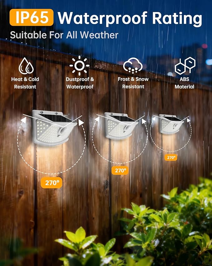 Aootek New Solar Motion Sensor Lights 120 LEDs with Lights Reflector,270° Wid...