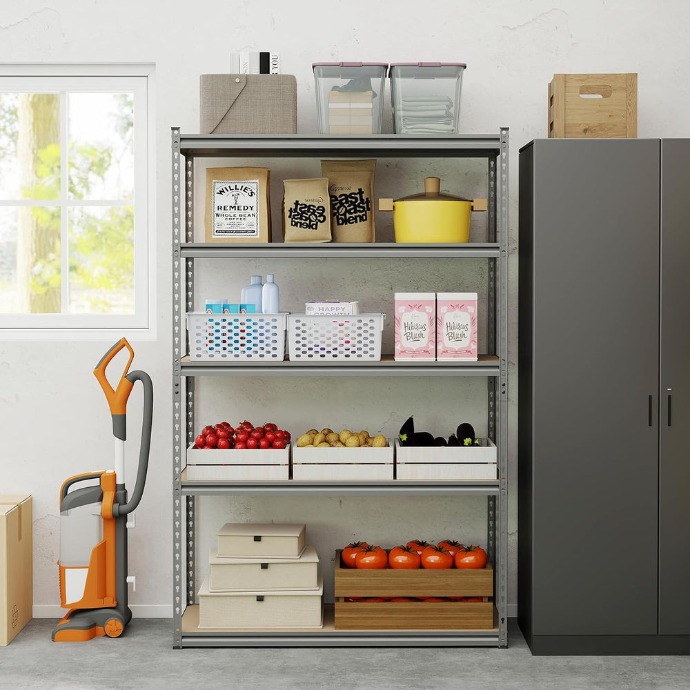 Tangkula 5-Tier 2200 LBS Storage Shelves, 48"x18"x72" (2, Grey)