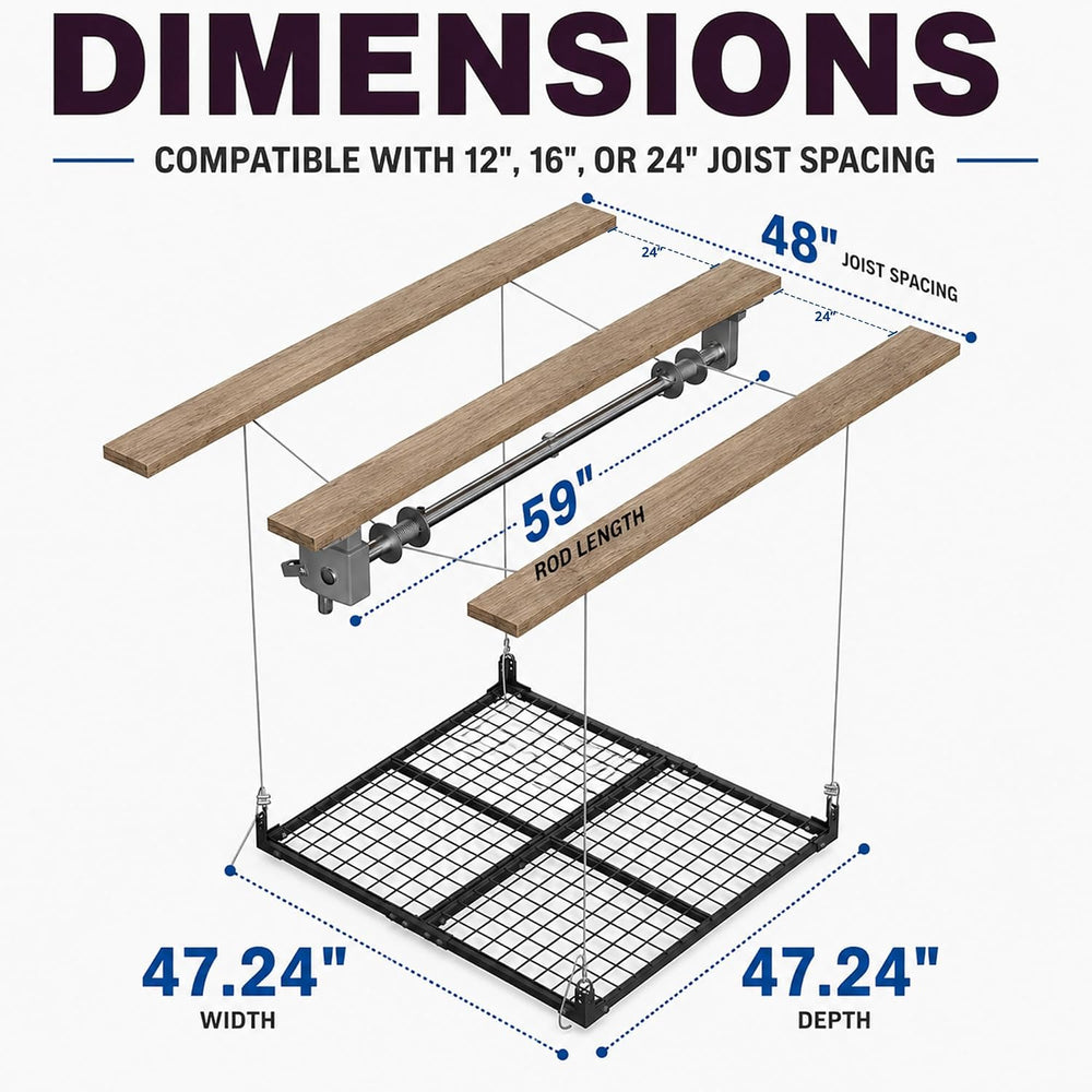 Overhead Garage Storage Rack,4x4FT Garage Ceiling Storage Racks,Lift Storage ...