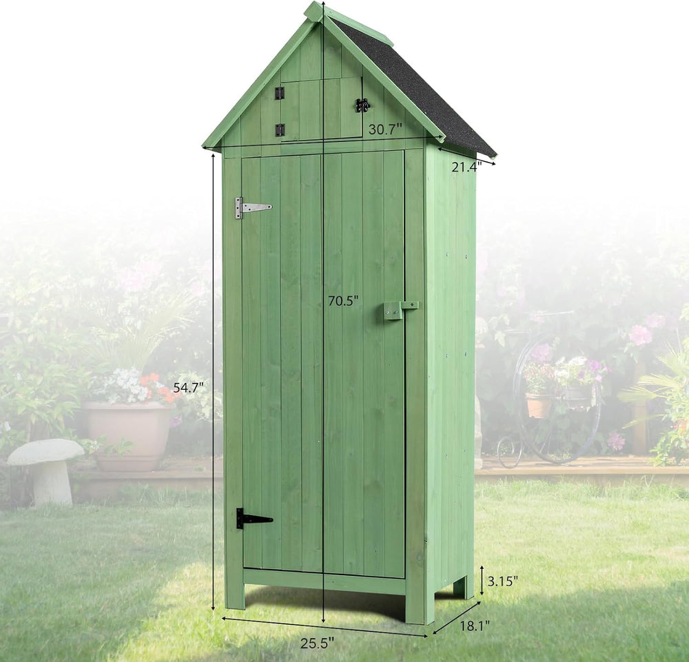 VINGLI Outdoor Wooden Storage Shed, Garden Shed Outside Tool Cabinet with Saf...