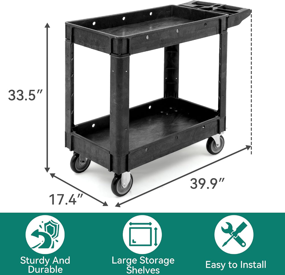 YITAHOME Black Utility Cart on Wheels, 550 lbs Capacity, 40 x 17 Inch