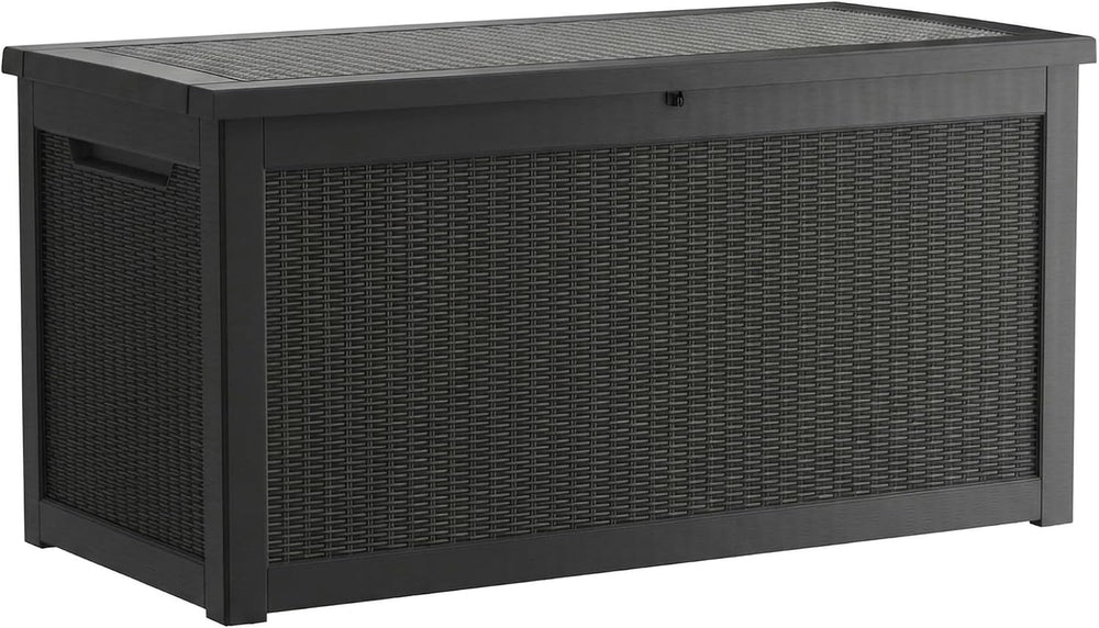 380 Gallon Outdoor Storage Box, Extra Large Heavy-Duty Resin Deck Box with , ...