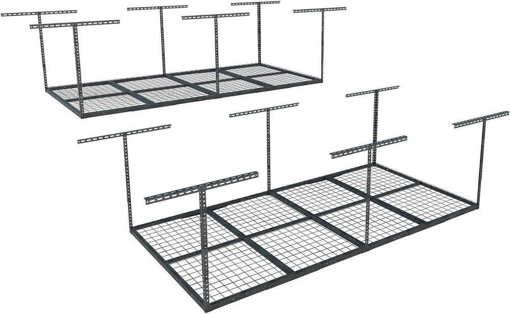 FLEXIMOUNTS 4x8 Overhead Garage Ceiling Storage Rack, 2 Pack, Hammertone