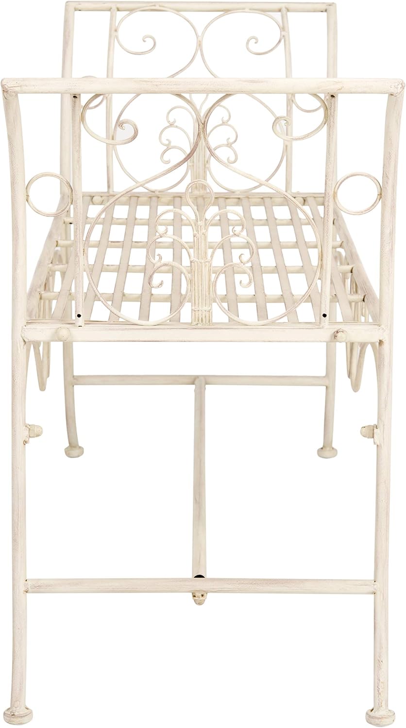 SAFAVIEH Outdoor Adina Metal Bench, 51" Distressed White PAT5016A