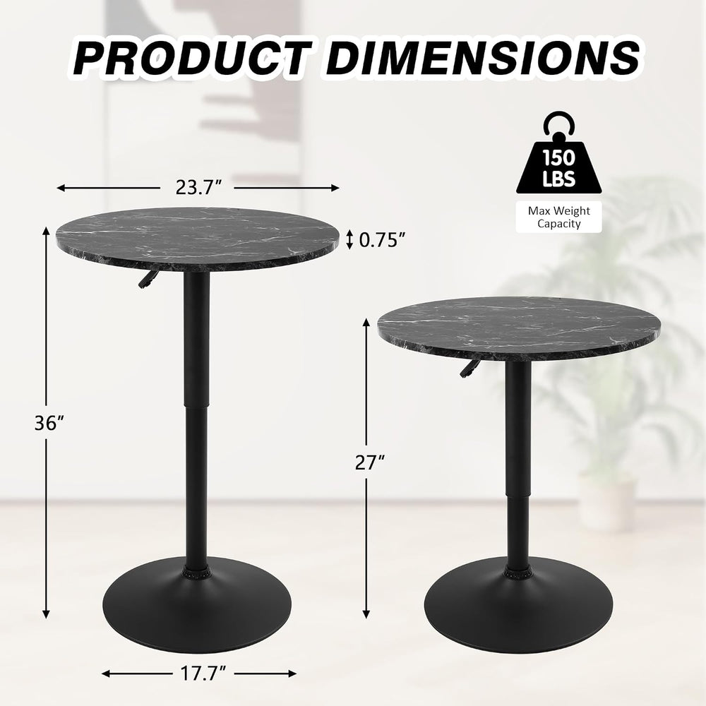 NOBPEINT Round Bar Tables, 360° Swivel Height Adjustable Bistro Pub Table wit...