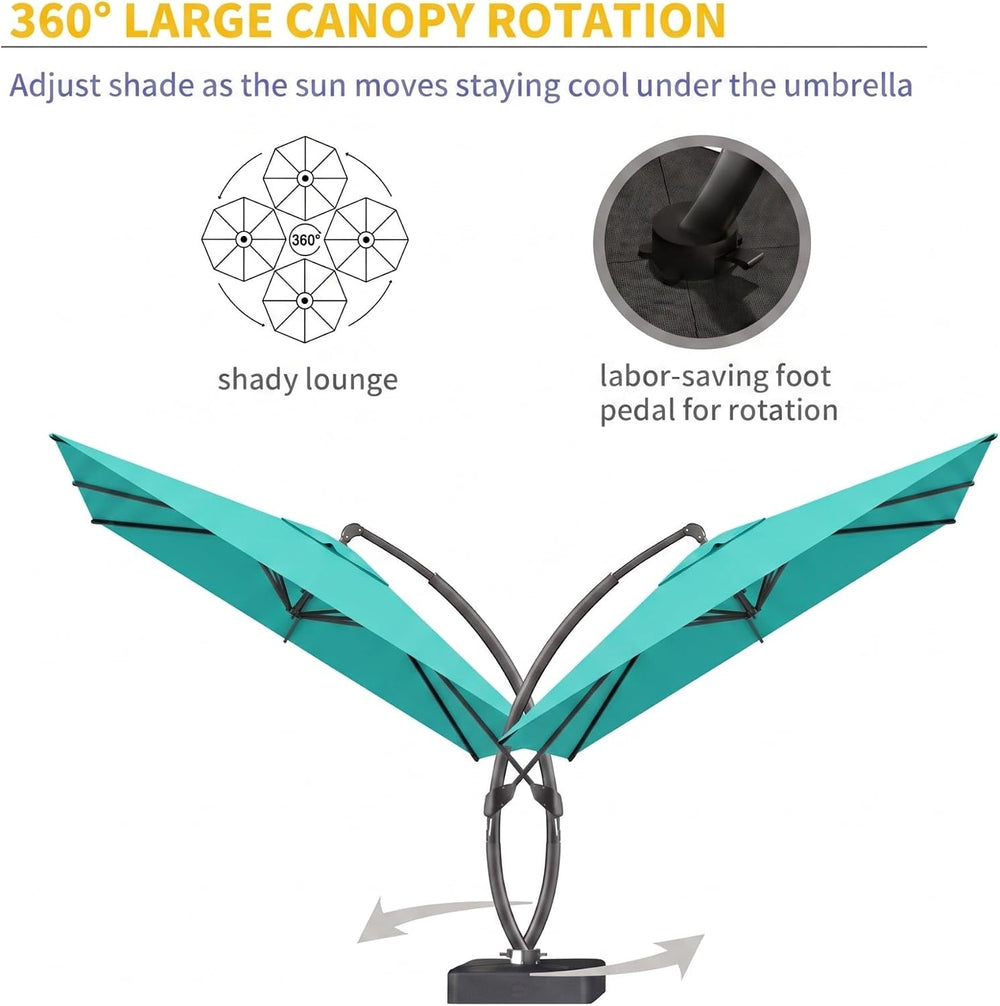 Kingdura 10x10 FT Cantilever Patio Umbrella with Base Included, Large Square ...