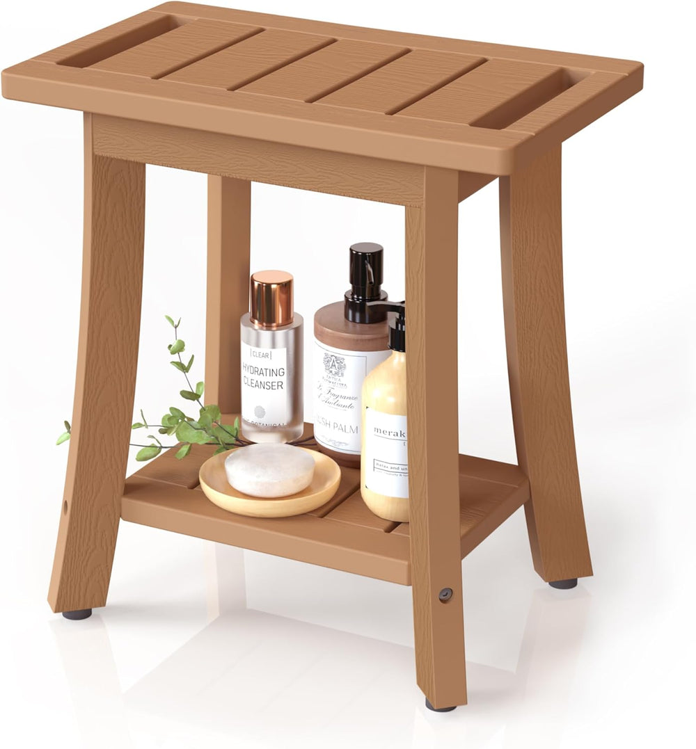 Waterproof HIPS Shower Bench for Inside Shower, Shower Stool, Brown
