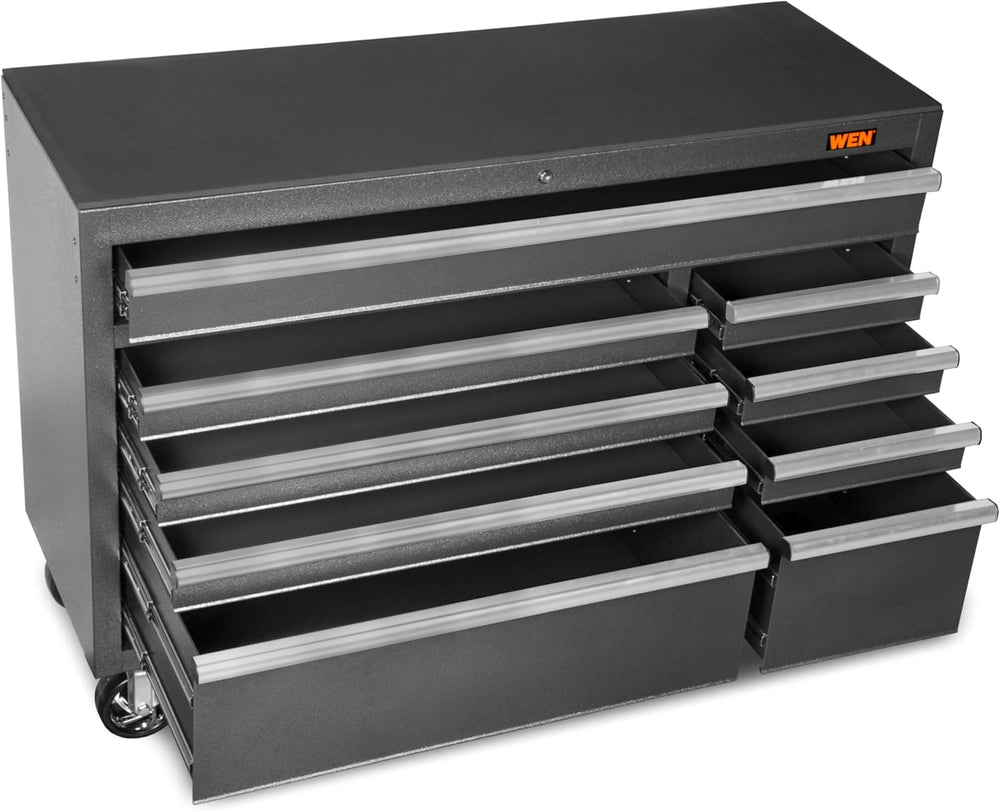 WEN 52-Inch Premium Rolling Tool Cabinet, Black, Heavy Duty 21-Gauge Powder-C...
