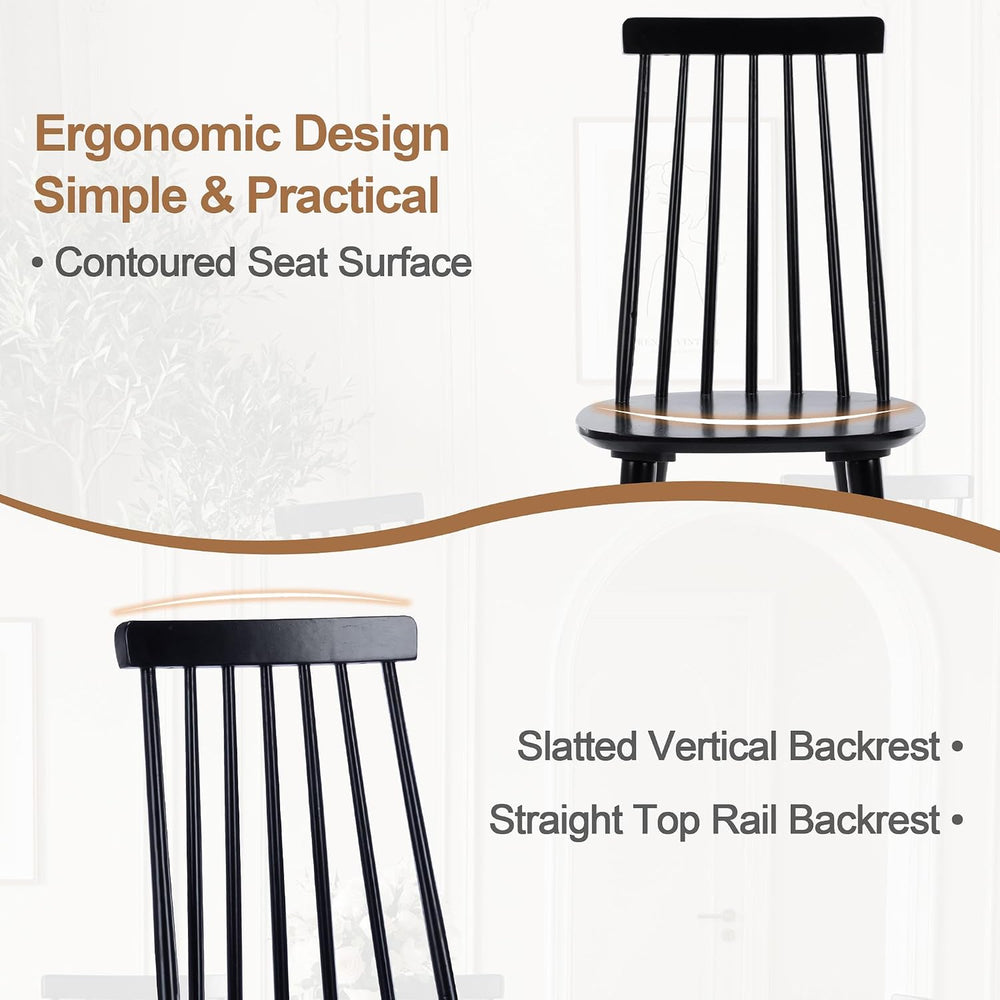 DUHOME Black Windsor Wooden Dining Chairs Set of 8