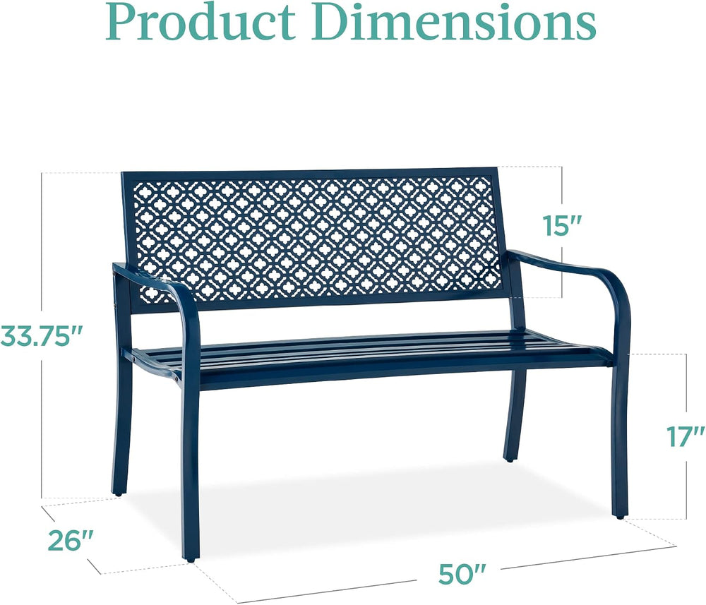 Best Choice Products Outdoor Bench 2-Person Metal Steel Benches Furniture for...
