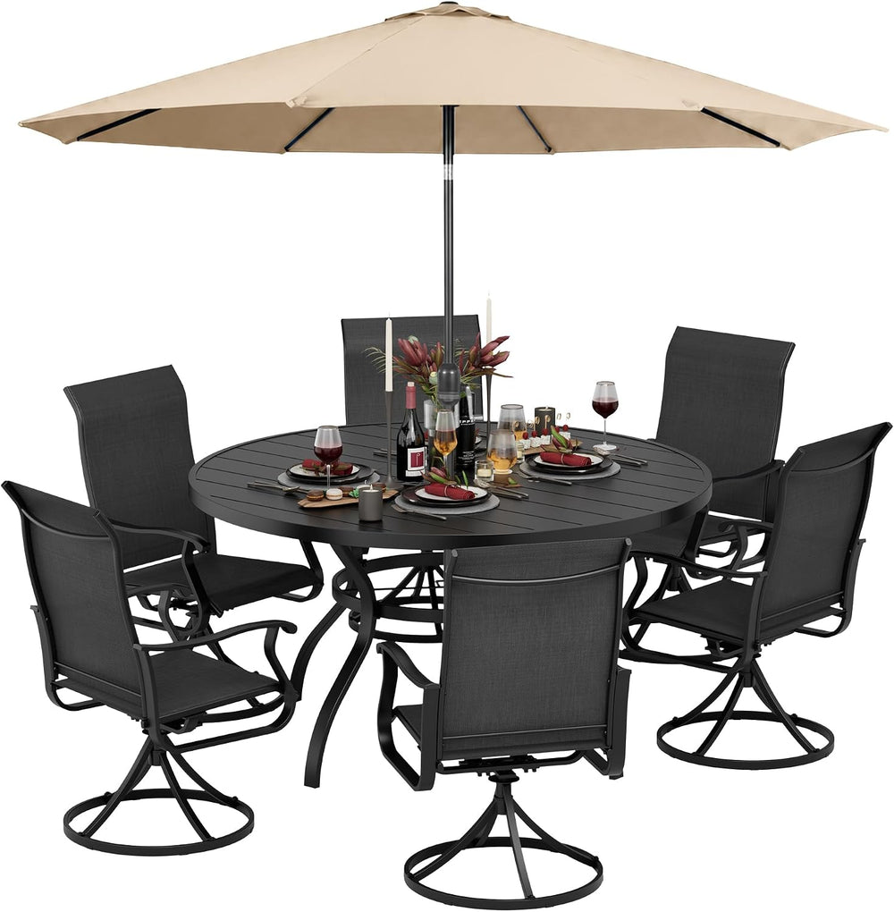 SUNCROWN 8-Piece Outdoor Dining Set, All Weather Patio Furniture Sets with 6 ...